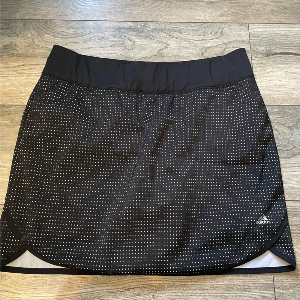 Adidas Black Skirt with White Dots with shorts under